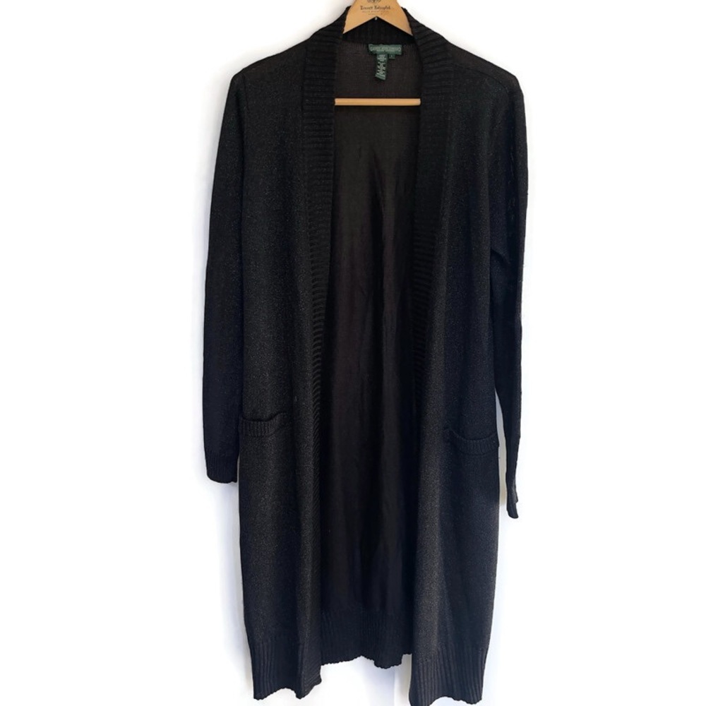 Vintage Ralph Lauren Silk Blend Sparkle Belted Duster Cardigan,  Large